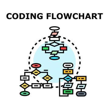 Programming flowchart illustrating system development and logic process イラスト素材