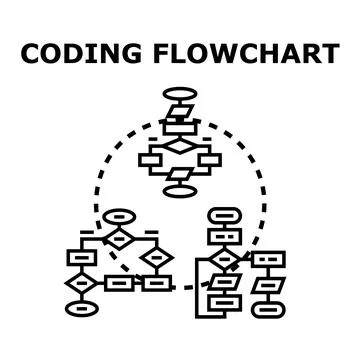 Programming flowchart illustrating system development and logic process イラスト素材