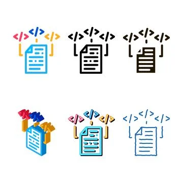 Programming forms code file icon vector outline 스톡 일러스트