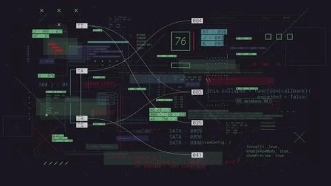 Programming futuristic cyberspace with binary code, computer technology commu Stock Illustration