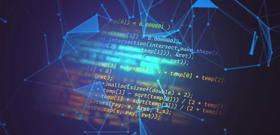 Programming futuristic cyberspace with binary code, computer technology commu Stock Illustration