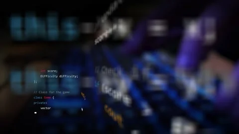 Programming game developing code c++ language working new concept customer s Stock Footage 228888030