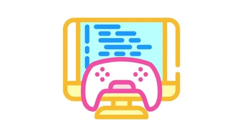 Programming game development color icon animation 스톡 동영상 327266955
