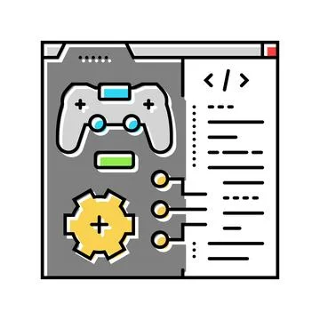 Programming game development color icon vector illustration Stock Illustration