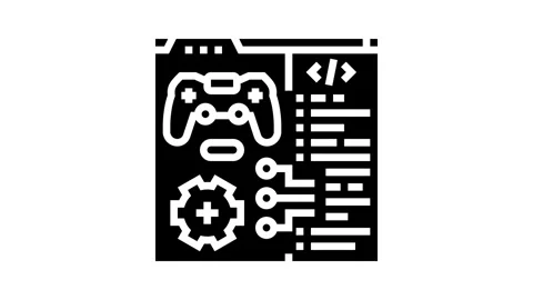 Programming game development glyph icon animation 動画素材 326152220