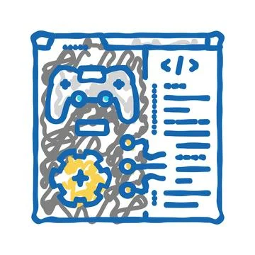 Programming game development icon doodle illustration Stock Illustration