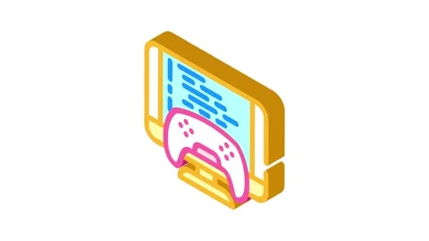 Programming game development isometric icon animation Stock Footage 327290081