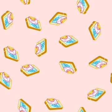 Programming game development isometric icon seamless pattern Stock Illustration