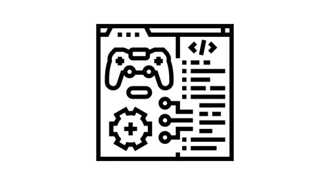 Programming game development line icon animation 動画素材 326131528