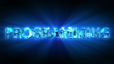 Programming glowing blue digital cyber text, isolated - loop video Stock Footage 167733828