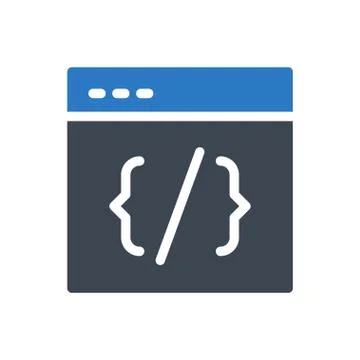 Programming glyph colour icon Illustrazione stock