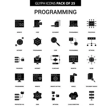 Programming Glyph Vector Icon set Stock Illustration