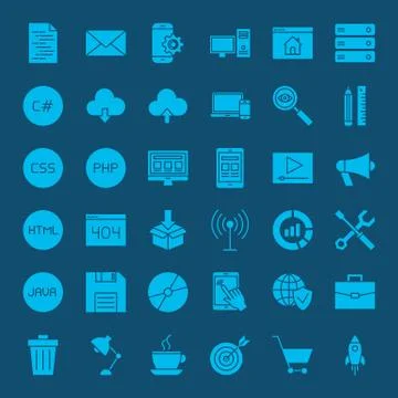 Programming Glyphs Website Icons Stock Illustration