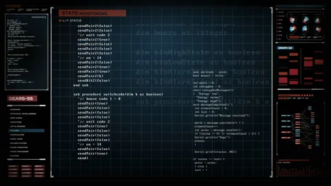 Programming hacking code, Digital interface display, 4K animation. Stock Footage 94074881