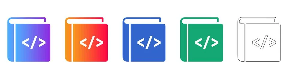 Programming Handbook Code Symbol Icon Set Stock-Illustration