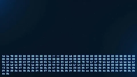 Programming HEX code running down in terminal Stock Footage 84973885