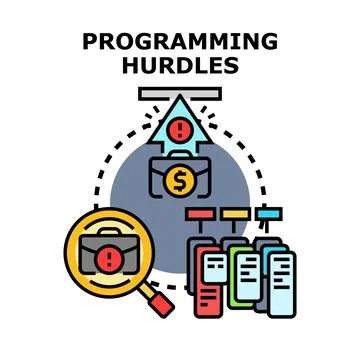 Programming hurdles vector concept encountering financial developing problems Stock Illustration