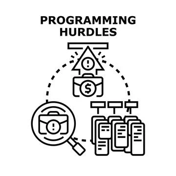 Programming hurdles vector concept encountering financial developing problems Stock Illustration