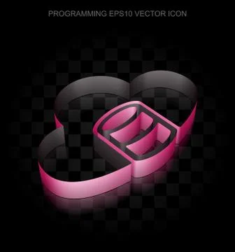 Programming icon: Crimson 3d Database With Cloud made of paper, transparent Stock Illustration