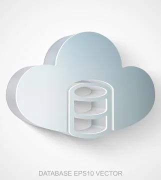 Programming icon: extruded Metallic Database With Cloud, EPS 10 vector Stock Illustration