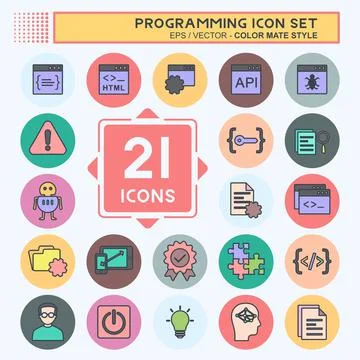 Programming Icon Set. suitable for Programming symbol. color mate style. simp 스톡 일러스트
