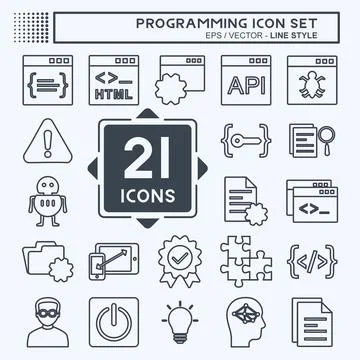 Programming Icon Set. suitable for Programming symbol. line style. simple des Illustration
