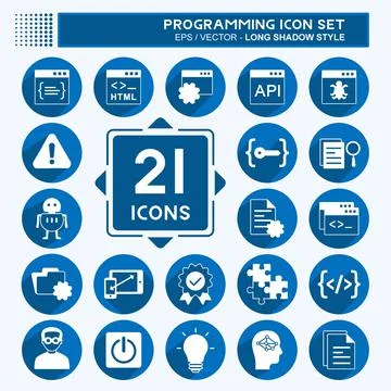 Programming Icon Set. suitable for Programming symbol. long shadow style. sim Stockillustratie