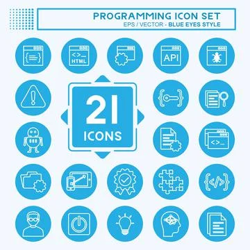 Programming Icon Set. suitable for Programming symbol. blue eyes style. simpl Stockillustratie