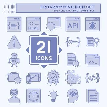 Programming Icon Set. suitable for Programming symbol. two tone style. simple Stock Illustration