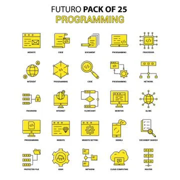 Programming Icon Set. Yellow Futuro Latest Design icon Pack イラスト素材