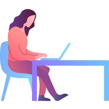 Programming icon woman work on laptop vector Stock Illustration