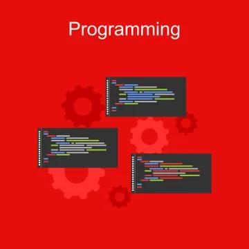 Programming illustration. Banner illustration of programming concept. . Flat  Illustrazione stock