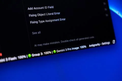 Programming interface showing code correction tasks on a dark screen, Stock Photos