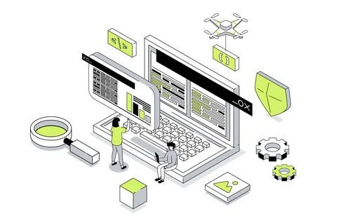 Programming Isometric Concept Illustrazione stock