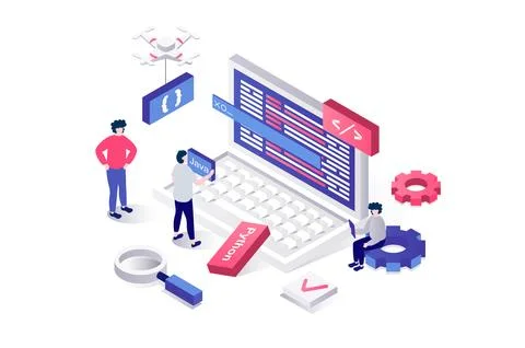 Programming Isometric Concept Stock Illustration