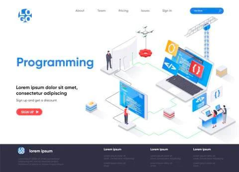 Programming isometric landing page design イラスト素材