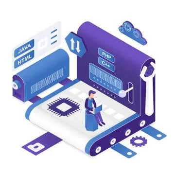 Programming isometric vector illustration Stock Illustration