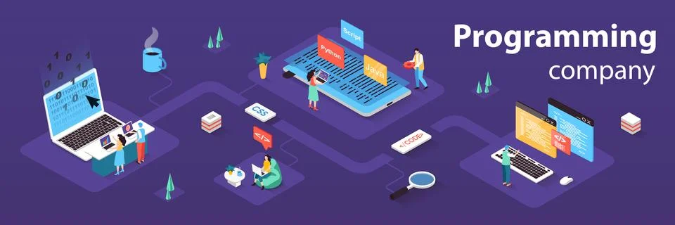 Programming Isometric Web Concept イラスト素材