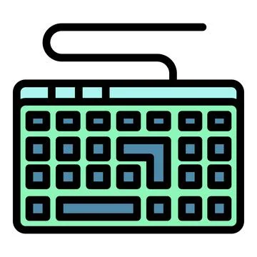 Programming keyboard icon color outline vector Stock Illustration