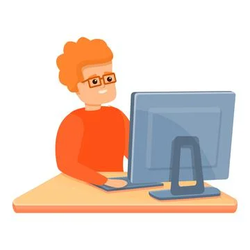 Programming kid new app icon, cartoon style Illustrazione stock