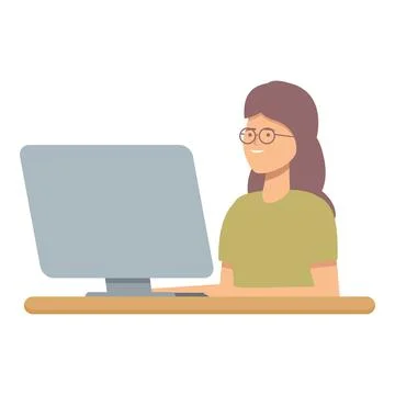 Programming for kids icon cartoon vector. Computer education Stock Illustration