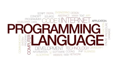 Programming language animated word cloud, text design animation. Kinetic Stock Footage 73994603