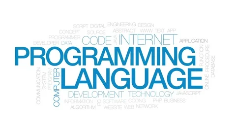 Programming language animated word cloud, text design animation. Kinetic Stock Footage 74025102