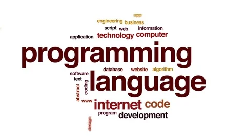 Programming language animated word cloud, text design animation. Stock Footage 74069248