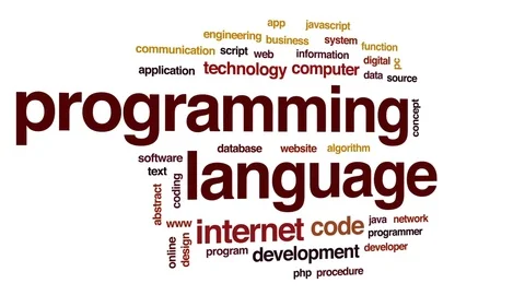 Programming language animated word cloud, text design animation. Stock Footage 74144000