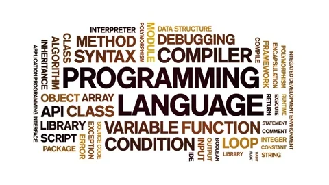Programming Language animated word cloud,animation typography seamless loop. Stock Footage 327616002