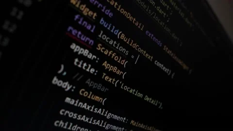 Programming language on a black screen, creating an application, a programme 스톡 동영상 142331308