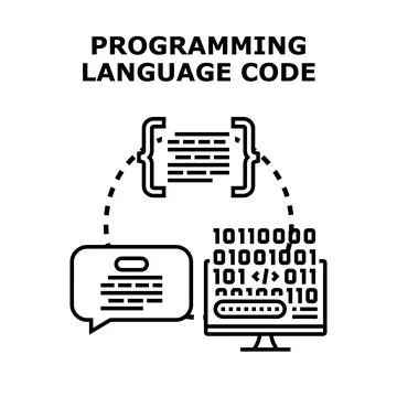Programming language code developing software application concept Stock Illustration