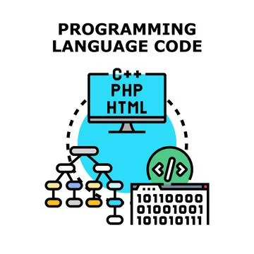 Programming language code development and software engineering concept 스톡 일러스트