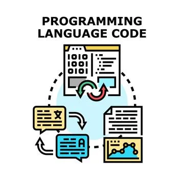 Programming language code development process in software engineering Stock Illustration